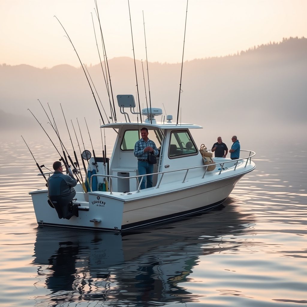 Fishing charter boat in action